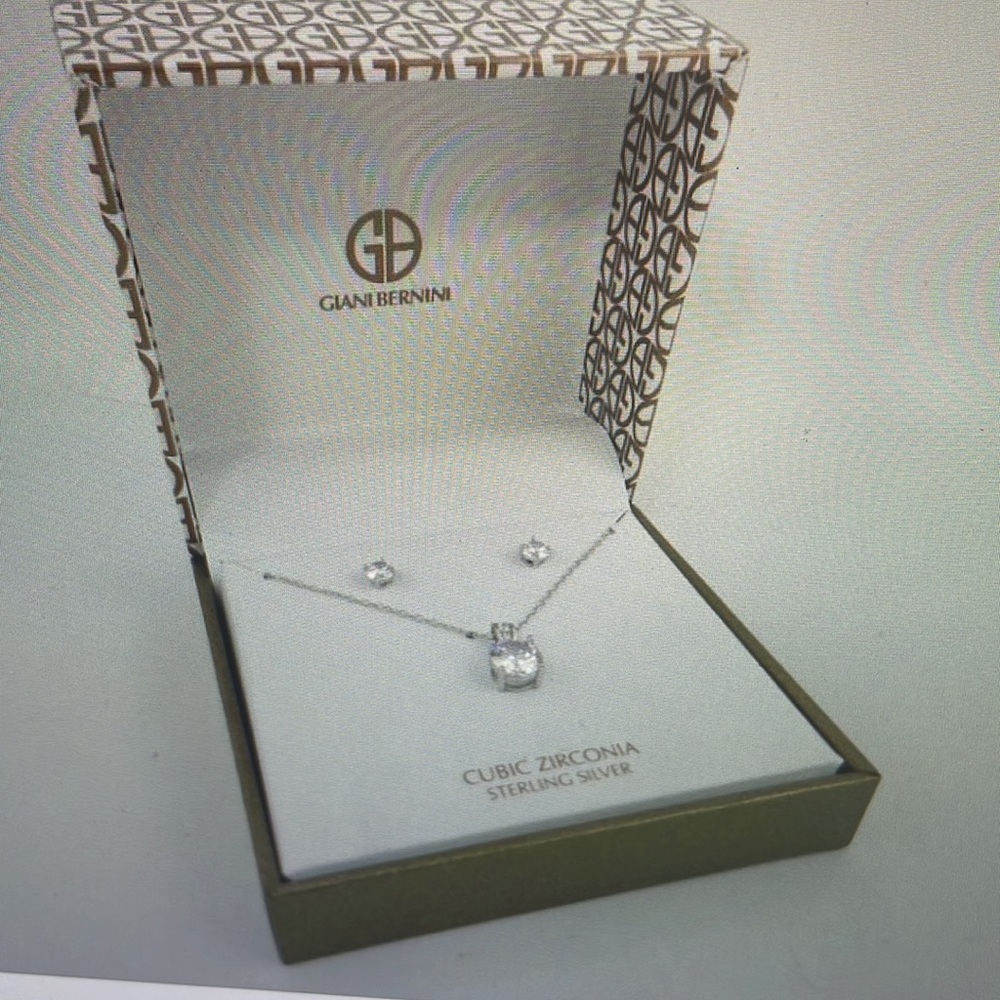 166. Giani Bernini Set Cubic Zirconia pendant / earrings sterling silver
